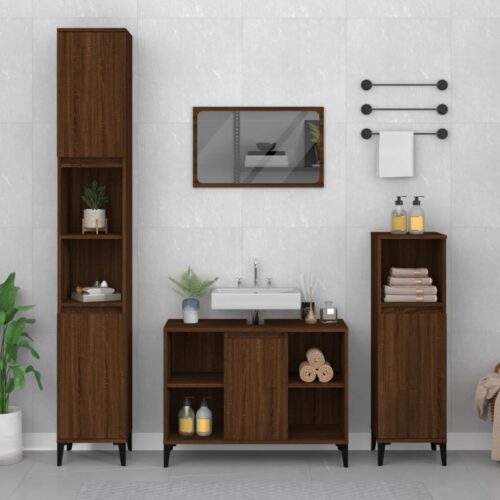 Sink Cabinet Brown Oak 80x33x60cm Engineered Wood - Image 12