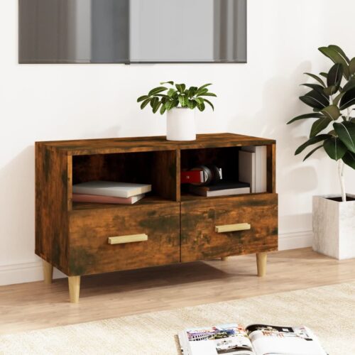 TV Cabinet Smoked Oak 80x36x50cm Engineered Wood