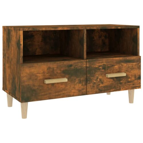 TV Cabinet Smoked Oak 80x36x50cm Engineered Wood - Image 2