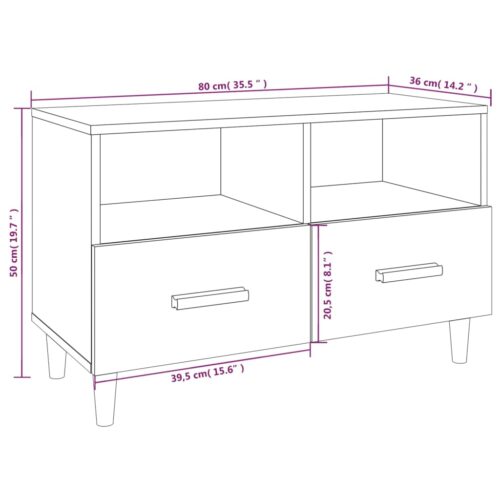 TV Cabinet Smoked Oak 80x36x50cm Engineered Wood - Image 10