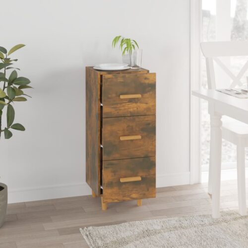 Sideboard Smoked Oak 34.5x34x90cm Engineered Wood - Image 3
