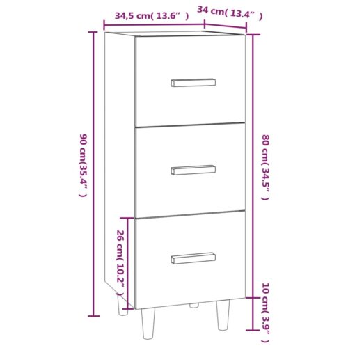 Sideboard Smoked Oak 34.5x34x90cm Engineered Wood - Image 9