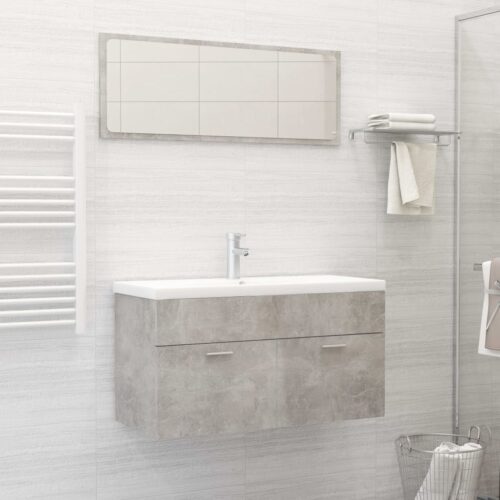 2-Piece Bathroom Furniture Set Concrete Grey Engineered Wood