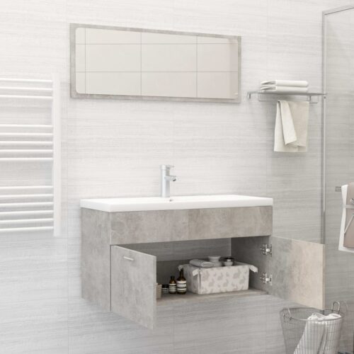 2-Piece Bathroom Furniture Set Concrete Grey Engineered Wood - Image 3