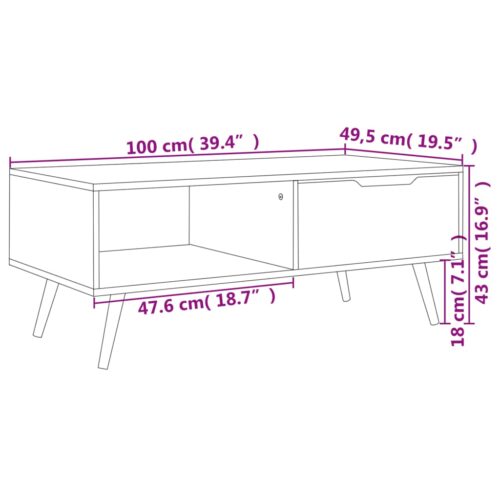Coffee Table Concrete Grey 100x49.5x43cm Engineered Wood - Image 7