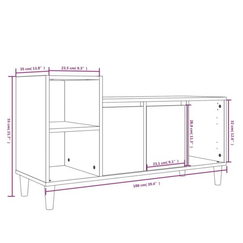 TV Cabinet Sonoma Oak 100x35x55cm Engineered Wood - Image 9