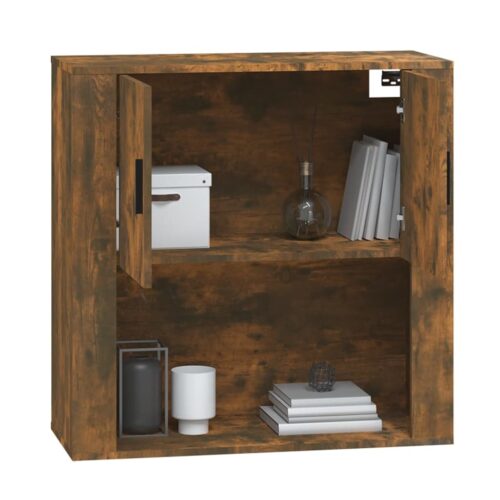 Wall Cabinet Smoked Oak 80x33x80cm Engineered Wood - Image 10