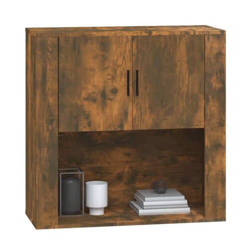 Wall Cabinet Smoked Oak 80x33x80cm Engineered Wood - Image 11