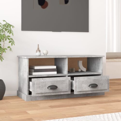 TV Cabinet Concrete Grey 93x35.5x45cm Engineered Wood - Image 3