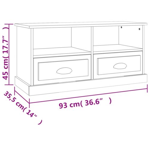 TV Cabinet Concrete Grey 93x35.5x45cm Engineered Wood - Image 10