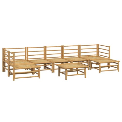 8-Piece Garden Lounge Set with Light Grey Cushions Bamboo - Image 4