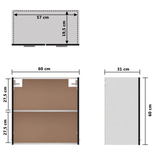 Hanging Cabinet Black 60x31x60cm Engineered Wood - Image 9