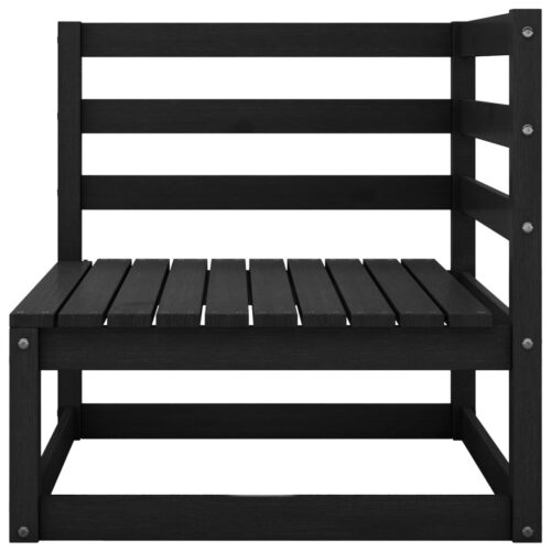 Garden 2-Seater Sofa Black Solid Wood Pine - Image 5