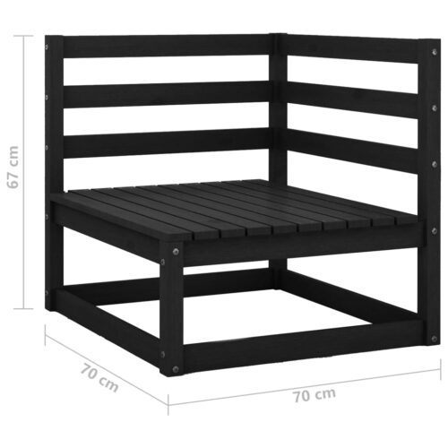 Garden 2-Seater Sofa Black Solid Wood Pine - Image 6