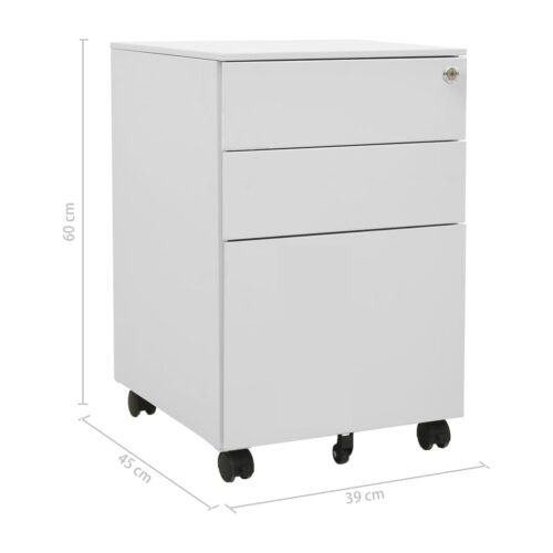 Mobile File Cabinet Light Grey 39x45x60cm Steel - Image 11