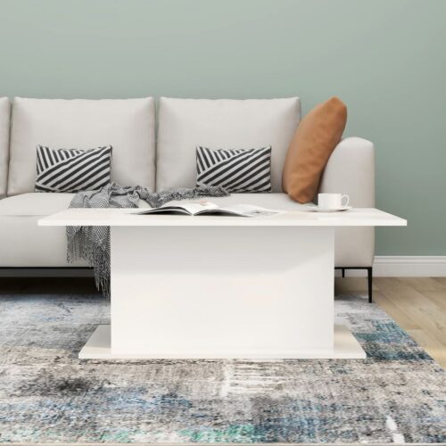 Coffee Table High Gloss White 102x55.5x40cm Engineered Wood - Image 4