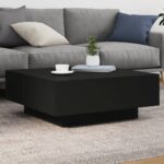 Coffee Table with LED Lights Black 80x80x31cm