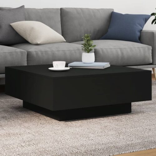 Coffee Table with LED Lights Black 80x80x31cm