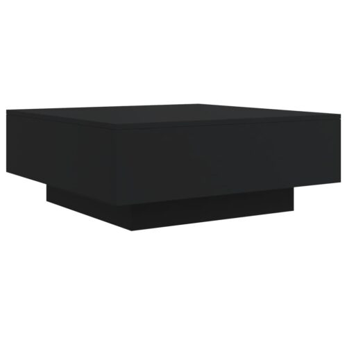 Coffee Table with LED Lights Black 80x80x31cm - Image 3