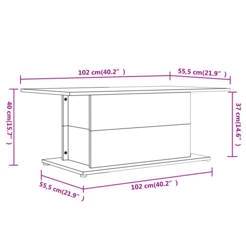 Coffee Table High Gloss White 102x55.5x40cm Engineered Wood - Image 7