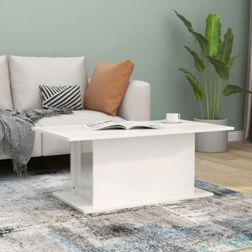 Coffee Table High Gloss White 102x55.5x40cm Engineered Wood - Image 8