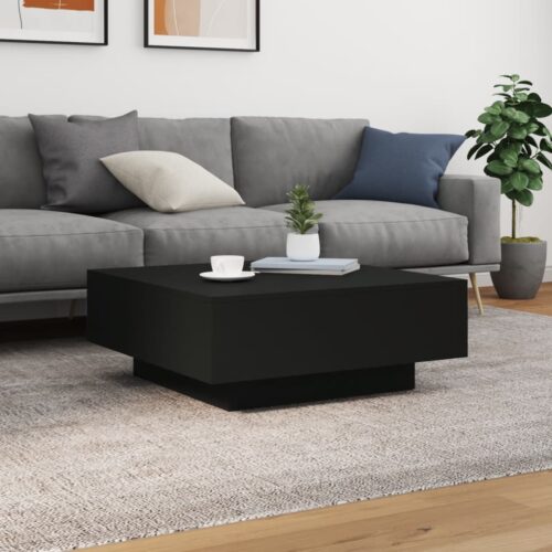 Coffee Table with LED Lights Black 80x80x31cm - Image 5