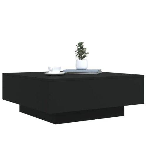Coffee Table with LED Lights Black 80x80x31cm - Image 6