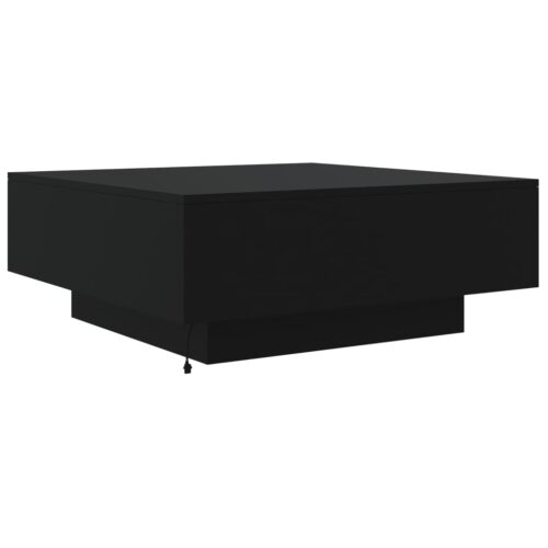 Coffee Table with LED Lights Black 80x80x31cm - Image 9