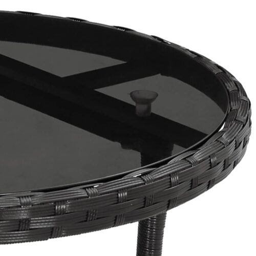 Garden Table 60x75cm Tempered Glass Poly Rattan Black - Image 5