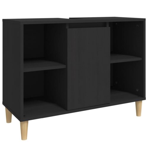 Sink Cabinet Black 80x33x60cm Engineered Wood