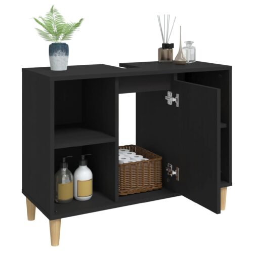 Sink Cabinet Black 80x33x60cm Engineered Wood - Image 5