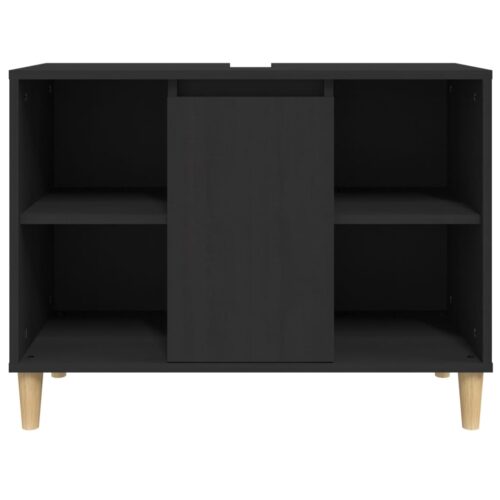 Sink Cabinet Black 80x33x60cm Engineered Wood - Image 6