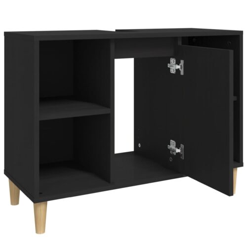 Sink Cabinet Black 80x33x60cm Engineered Wood - Image 7