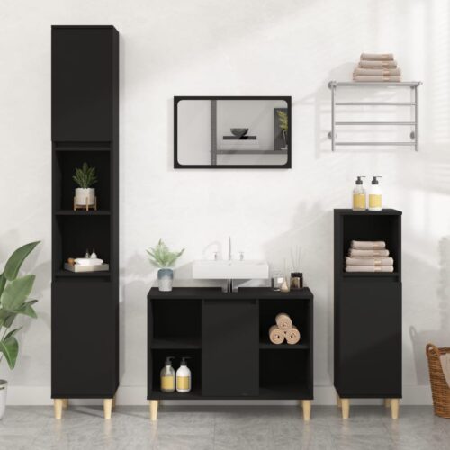 Sink Cabinet Black 80x33x60cm Engineered Wood - Image 12