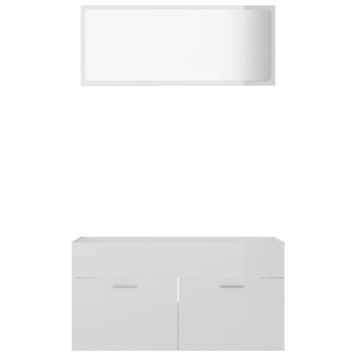 2-Piece Bathroom Furniture Set High Gloss White Engineered Wood - Image 5