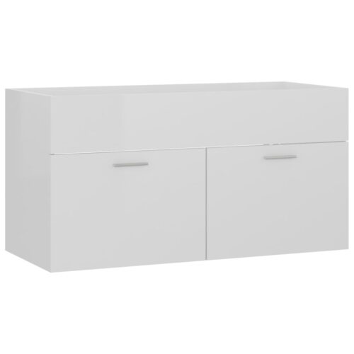 2-Piece Bathroom Furniture Set High Gloss White Engineered Wood - Image 8