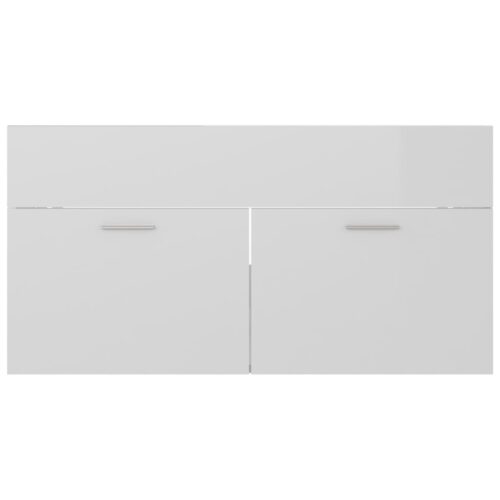 2-Piece Bathroom Furniture Set High Gloss White Engineered Wood - Image 9