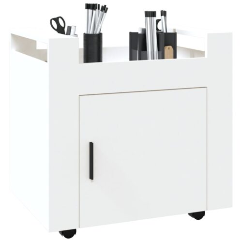 Desk Trolley White 60x45x60cm Engineered Wood - Image 4