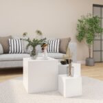 Side Tables 3pcs White Engineered Wood