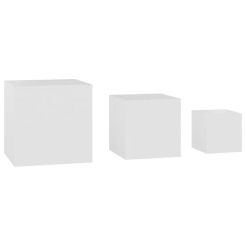 Side Tables 3pcs White Engineered Wood - Image 3