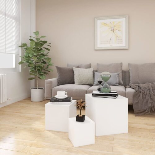 Side Tables 3pcs White Engineered Wood - Image 5