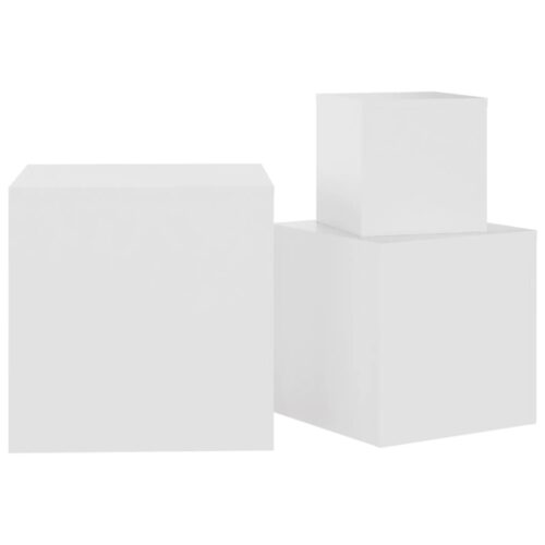 Side Tables 3pcs White Engineered Wood - Image 7