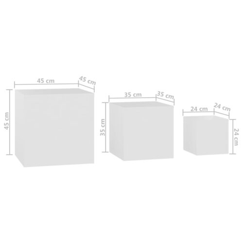 Side Tables 3pcs White Engineered Wood - Image 9