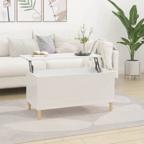 Coffee Table High Gloss White 90x44.5x45cm Engineered Wood