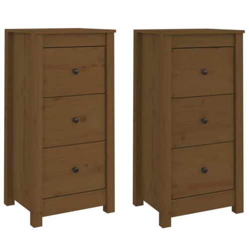 Sideboards 2pcs Honey Brown 40x35x80cm Solid Wood Pine - Image 2
