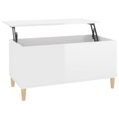 Coffee Table High Gloss White 90x44.5x45cm Engineered Wood - Image 2