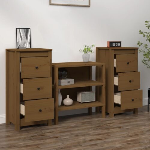 Sideboards 2pcs Honey Brown 40x35x80cm Solid Wood Pine - Image 3