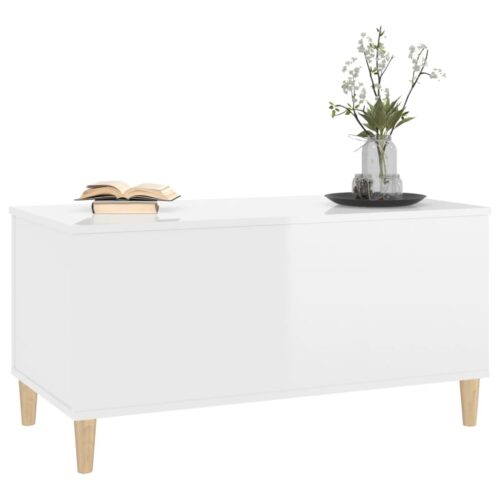 Coffee Table High Gloss White 90x44.5x45cm Engineered Wood - Image 4