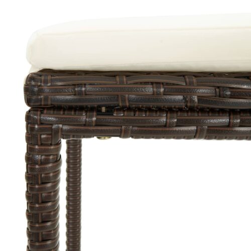Bar Stools with Cushions 3pcs Brown Poly Rattan - Image 6
