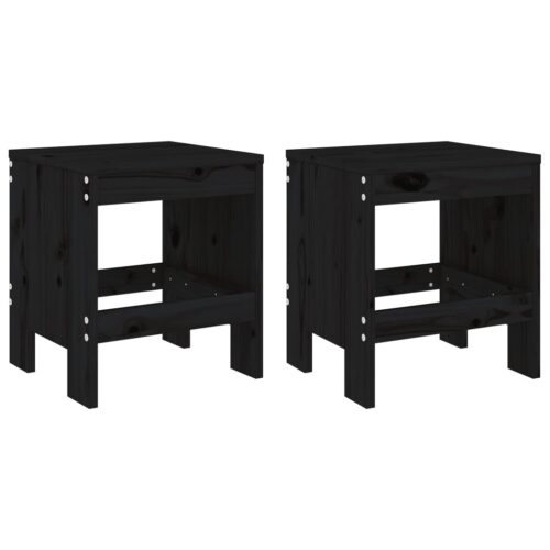 3-Piece Garden Bistro Set Black Wood Timber Outdoor Patio Furniture Pine - Image 3